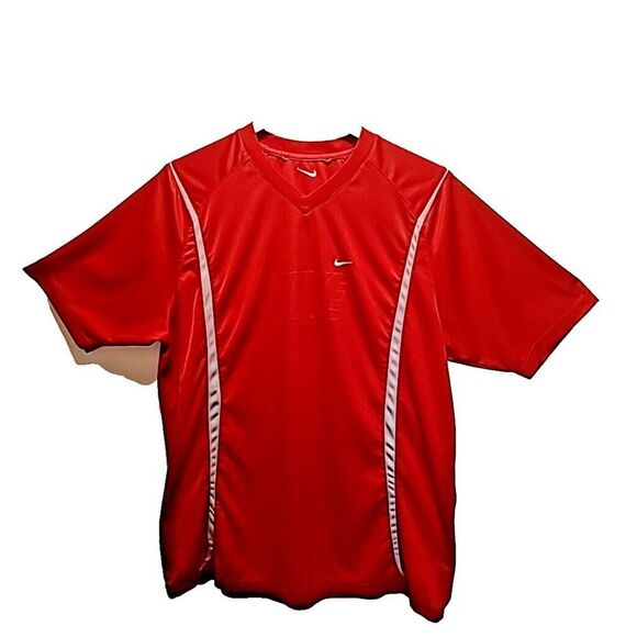 Vintage Nike Mens XL Travis Scott Mini Swoosh Spell Out Block Letter T-Shirt Red - Picture 1 of 11